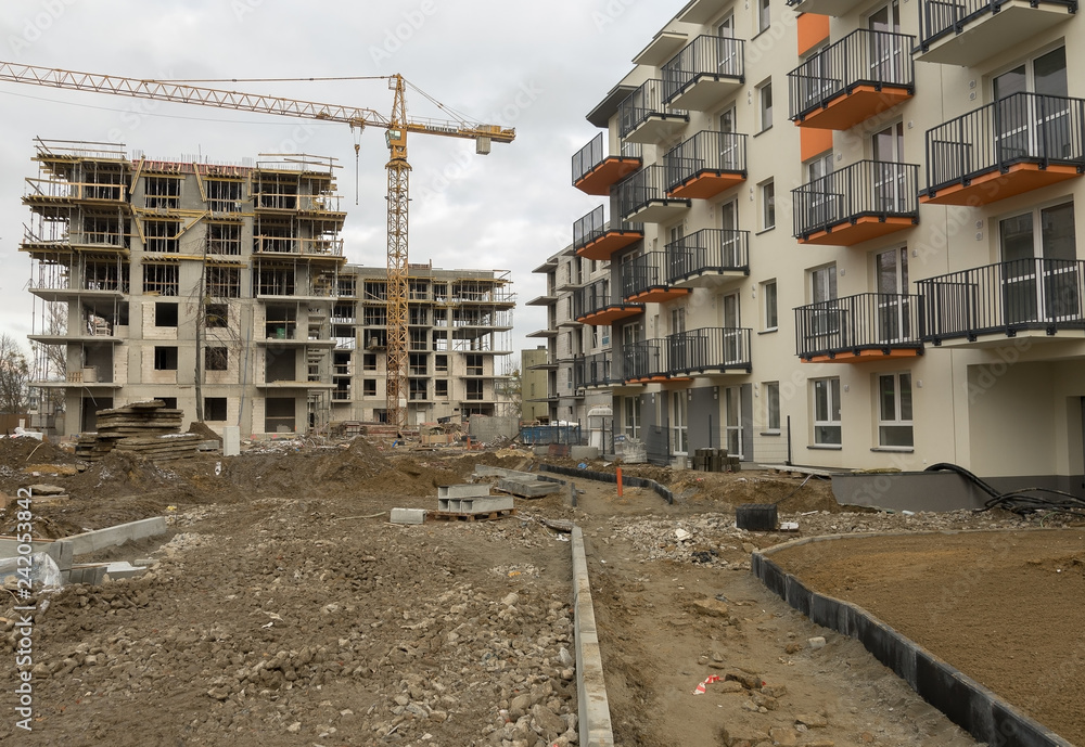 The construction of a block of flats - work site The construction of a block of flats - work site
