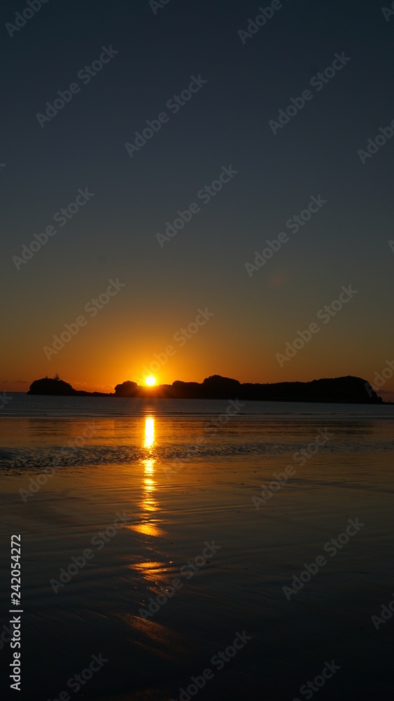 Sunset on beach national park Australia 