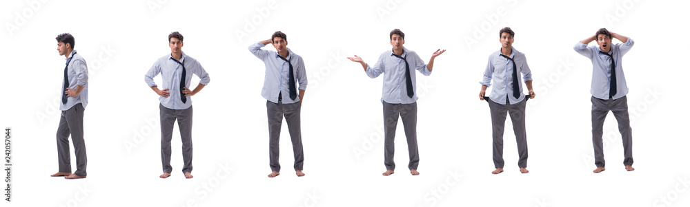Young barefooted businessman isolated on white Young barefooted businessman isolated on white