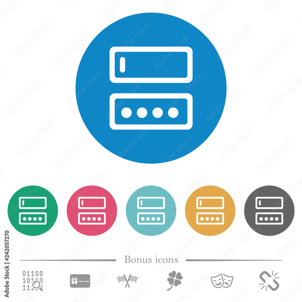 Entering login name and password flat round icons Entering login name and password flat round icons