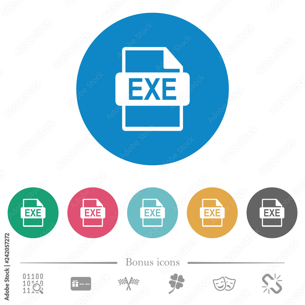 EXE file format flat round icons EXE file format flat round icons