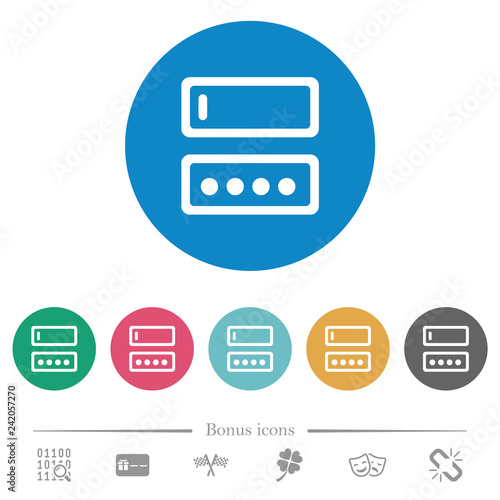 Entering login name and password flat round icons