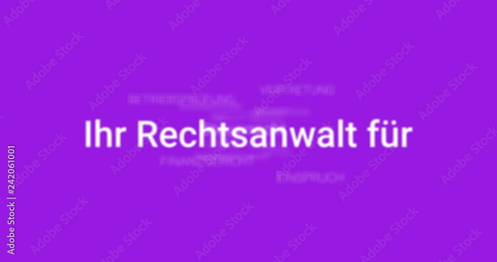 Intro welches die Leistungen eines Rechtsanwalts für Steuerrecht zeigt. Lila Hintergrund, weiße Schrift Intro welches die Leistungen eines Rechtsanwalts für Steuerrecht zeigt. Lila Hintergrund, weiße Schrift