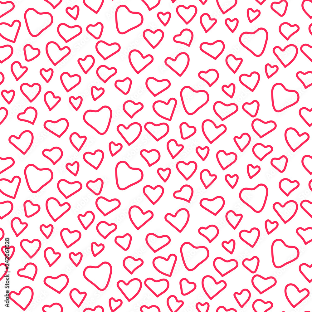 Valentine Day pink doodle hearts seamless background vector. Valentine Day pink doodle hearts seamless background vector.