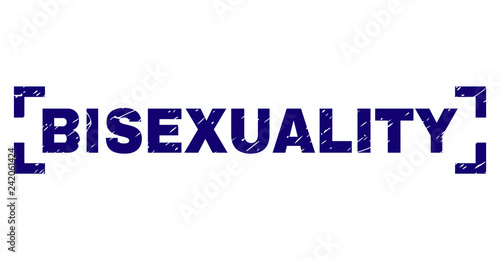 BISEXUALITY label seal imprint with grunge texture. Text title is placed between corners. Blue vector rubber print of BISEXUALITY with grunge texture.