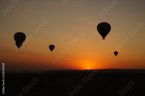 Balloons and sunset in Cappadoccia