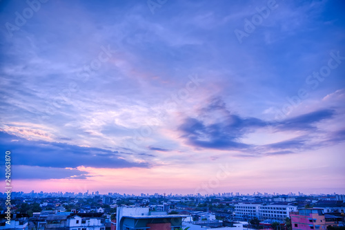 The twilight skyline of Bangkok, Thailand