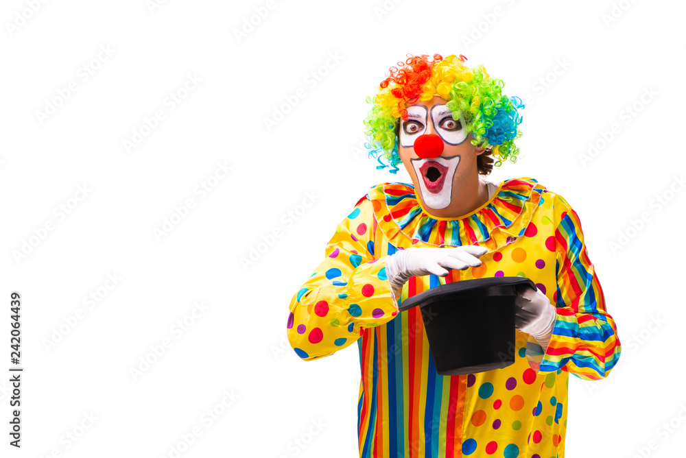 Male clown isolated on white Male clown isolated on white