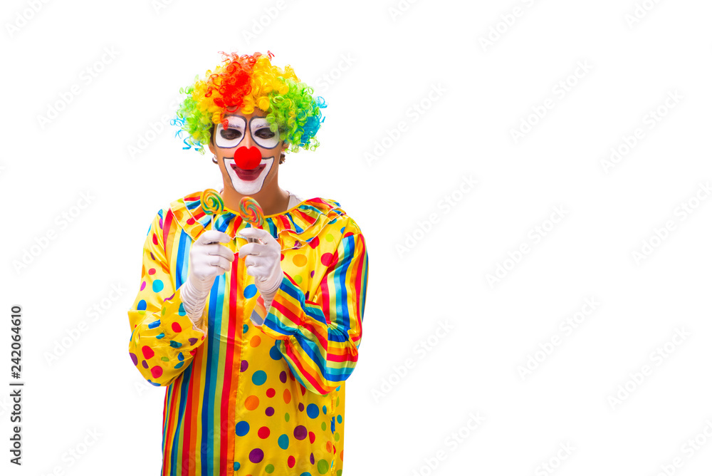 Male clown isolated on white Male clown isolated on white