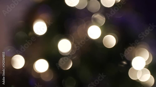 Out of focus Christmas lights white close