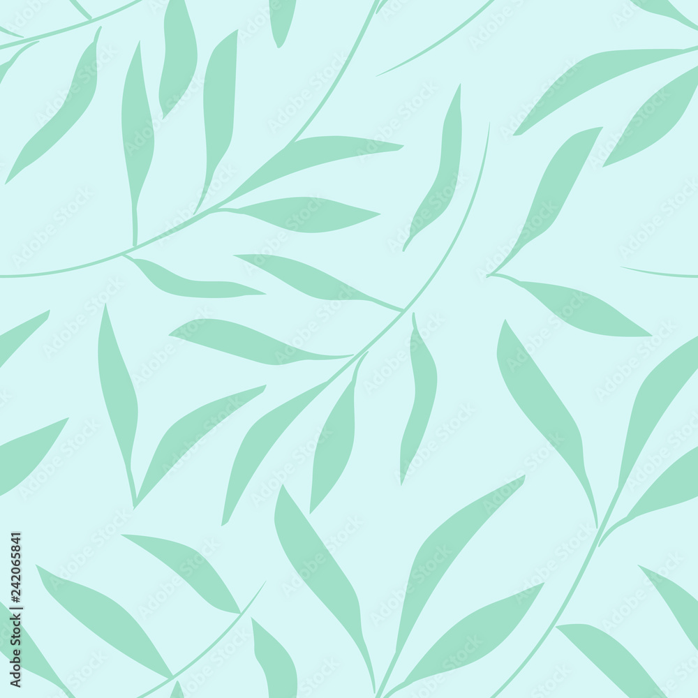 Vector floral seamless pattern in hand drawn style with flowers and leaves on white background greeting card template.