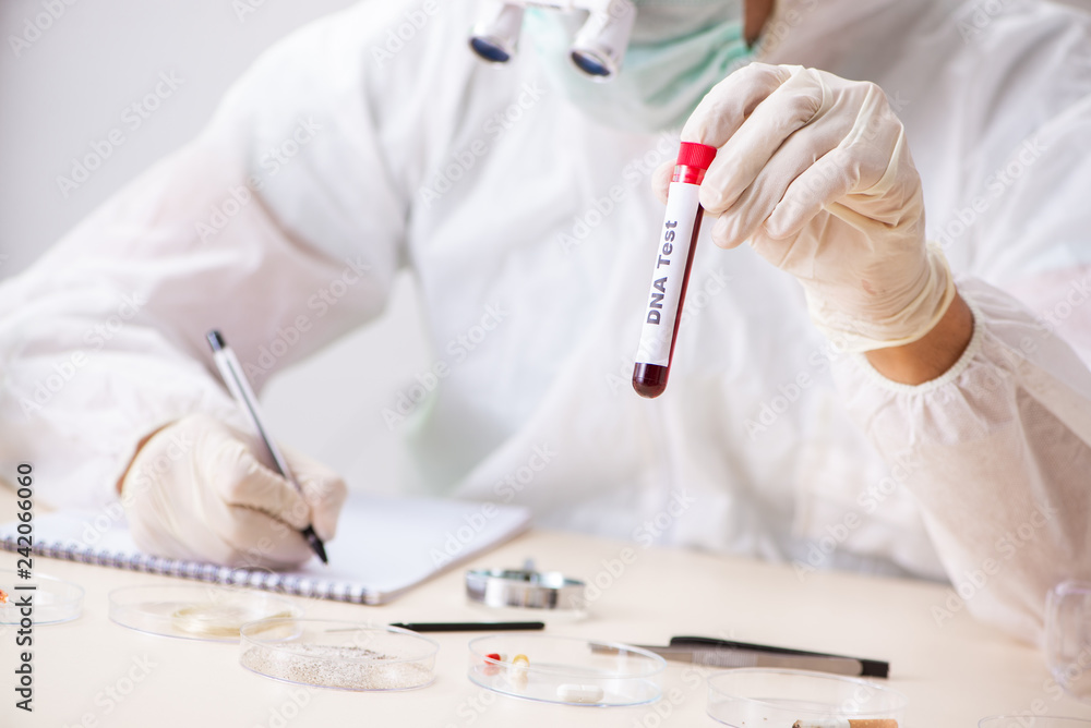 Young expert criminologist working in the lab Young expert criminologist working in the lab