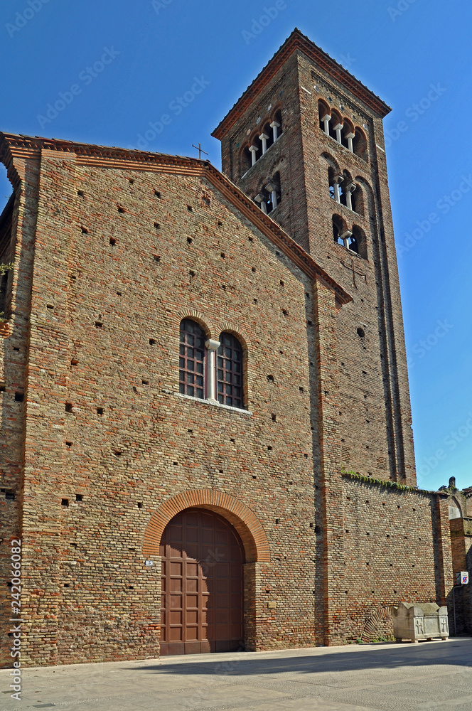 Italy  Ravenna  Saint Francis Basilica with the bell tower. 