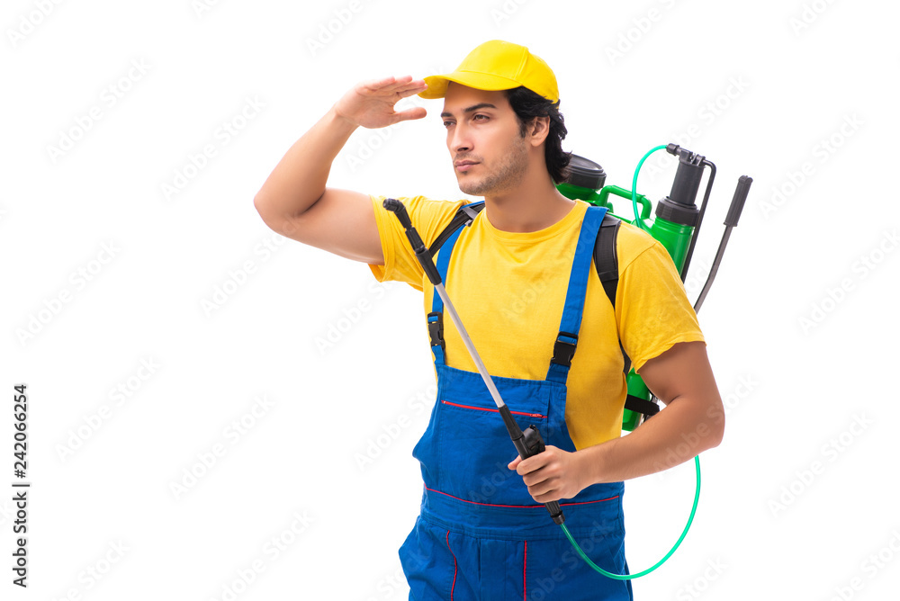Pest control contractor isolated on white background Pest control contractor isolated on white background