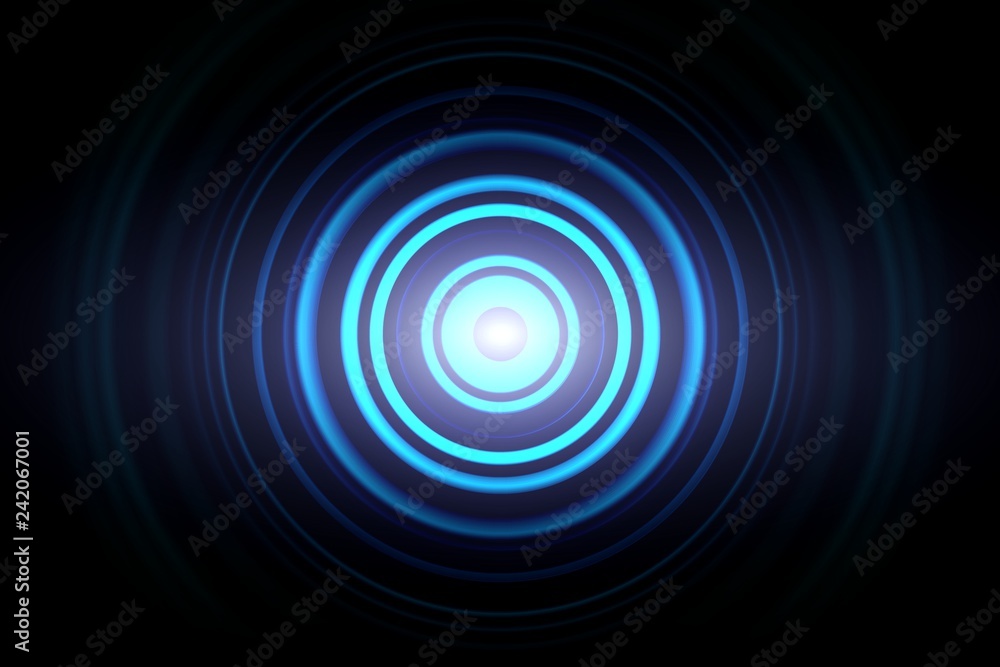 Abstract glowing circle blue light effect with sound waves oscillating background Abstract glowing circle blue light effect with sound waves oscillating background
