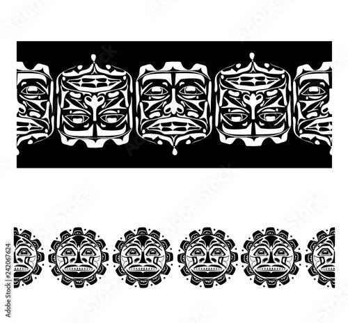 Vector illustration abstract native north american seamless pattern border