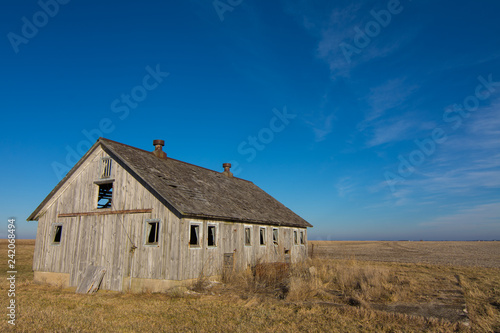 Old wooden barn in the rural Midwest. LaSalle County, Illinois, USA