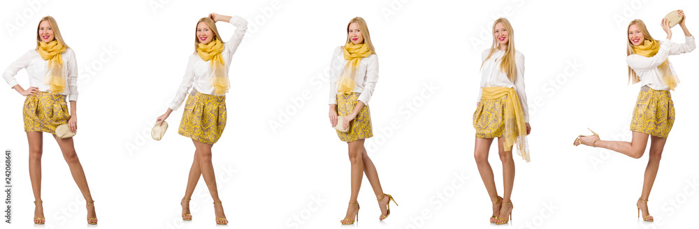 Collage of woman in fashion look isolated on white Collage of woman in fashion look isolated on white