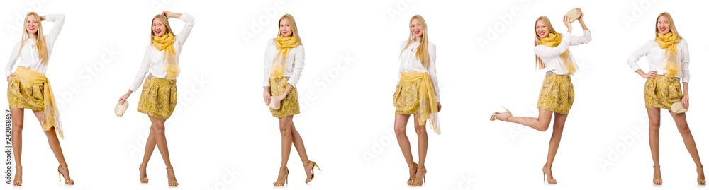Collage of woman in fashion look isolated on white Collage of woman in fashion look isolated on white