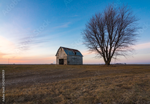 Old rustic barn as the sun sets.  Ogle County, Illinois, USA photo