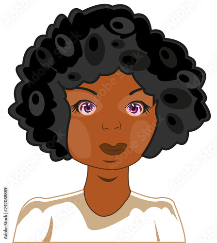 Portrait of the curly girl to african appearance