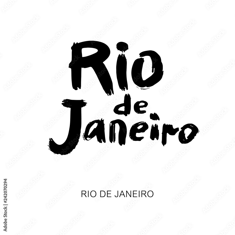 Rio de Janeiro hand drawn lettering calligraphy. Modern brush ink. Brazil hand drawn vector illustration. Isolated on white background. Rio de Janeiro hand drawn lettering calligraphy. Modern brush ink. Brazil hand drawn vector illustration. Isolated on white background.