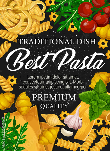 Italian pasta, spaghetti and fusilli with spices