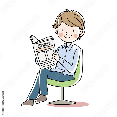 新聞を読む・男性