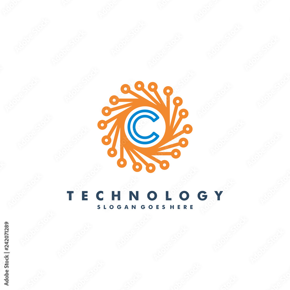 Letter C technology logo template vector illustration