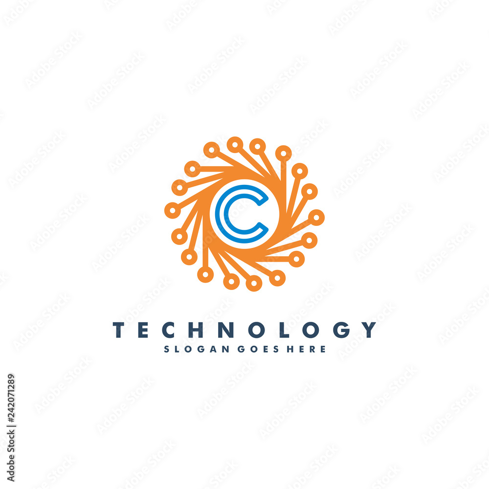 Letter C technology logo template vector illustration Letter C technology logo template vector illustration