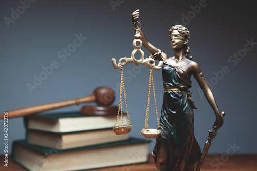 lady justice with judge on book