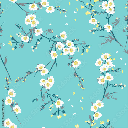 Beautiful soft oriental flower seamless pattern vector for fashion fabric and all prints