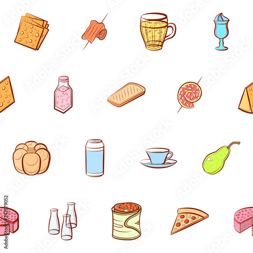 Various images set. Background for printing, design, web. Usable as icons. Seamless. Colored.