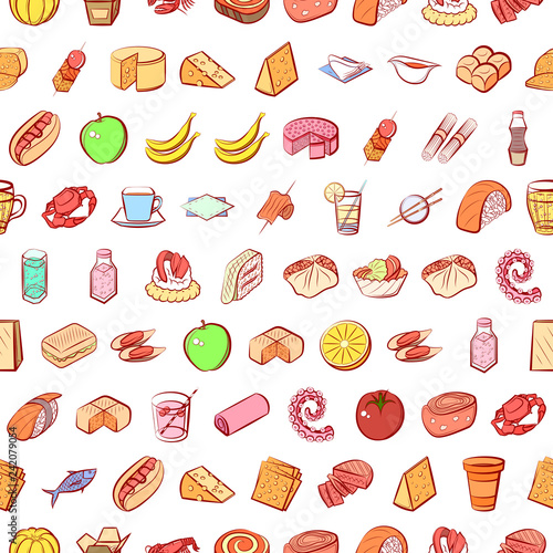 Various images set. Background for printing, design, web. Usable as icons. Seamless. Colored.