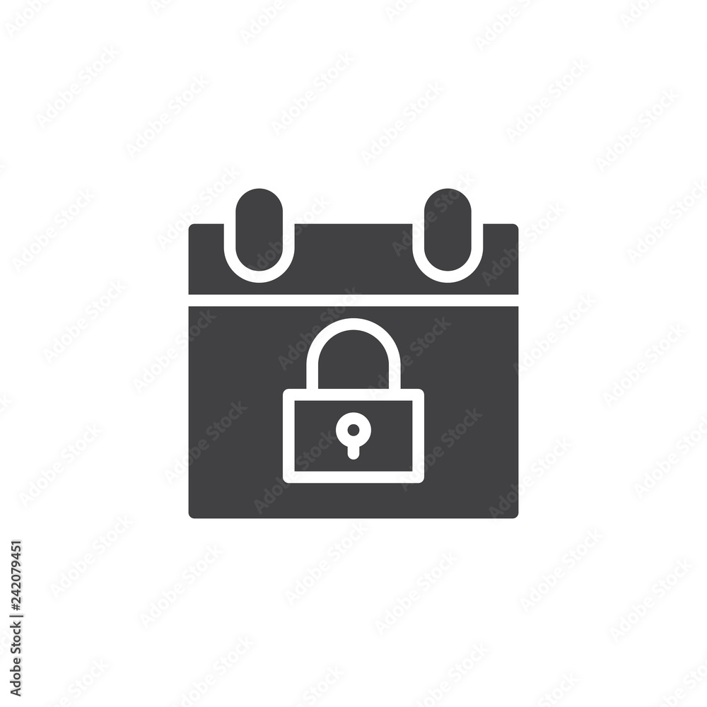 Safety day calendar page vector icon. filled flat sign for mobile concept and web design. Calendar with padlock simple solid icon. Symbol, logo illustration. Pixel perfect vector graphics Safety day calendar page vector icon. filled flat sign for mobile concept and web design. Calendar with padlock simple solid icon. Symbol, logo illustration. Pixel perfect vector graphics