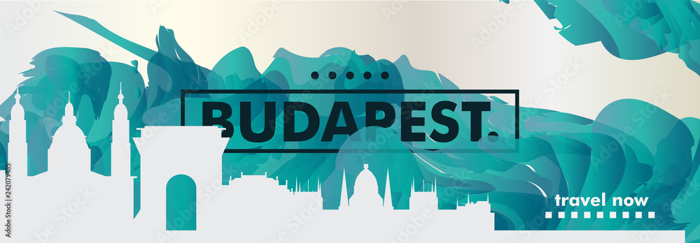 Fototapeta premium Węgry Budapeszt panoramę miasta plakat wektor gradientu