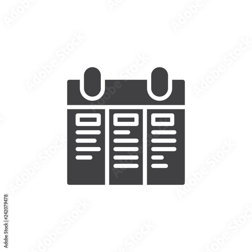 Calendar schedule vector icon. filled flat sign for mobile concept and web design. to-do list calendar simple solid icon. Symbol, logo illustration. Pixel perfect vector graphics