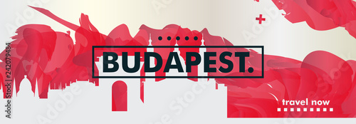 Photography Hungary Budapest skyline city gradient vector poster