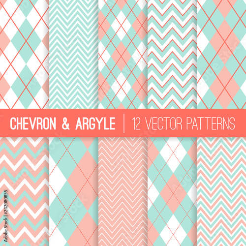 Pastel Mint and Coral Argyl...