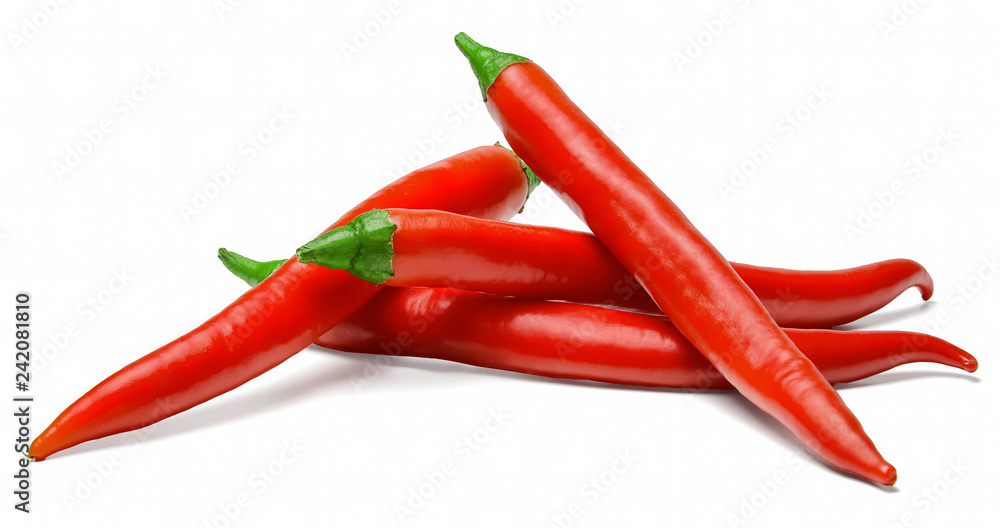 Red hot chili pepper on white isolated background