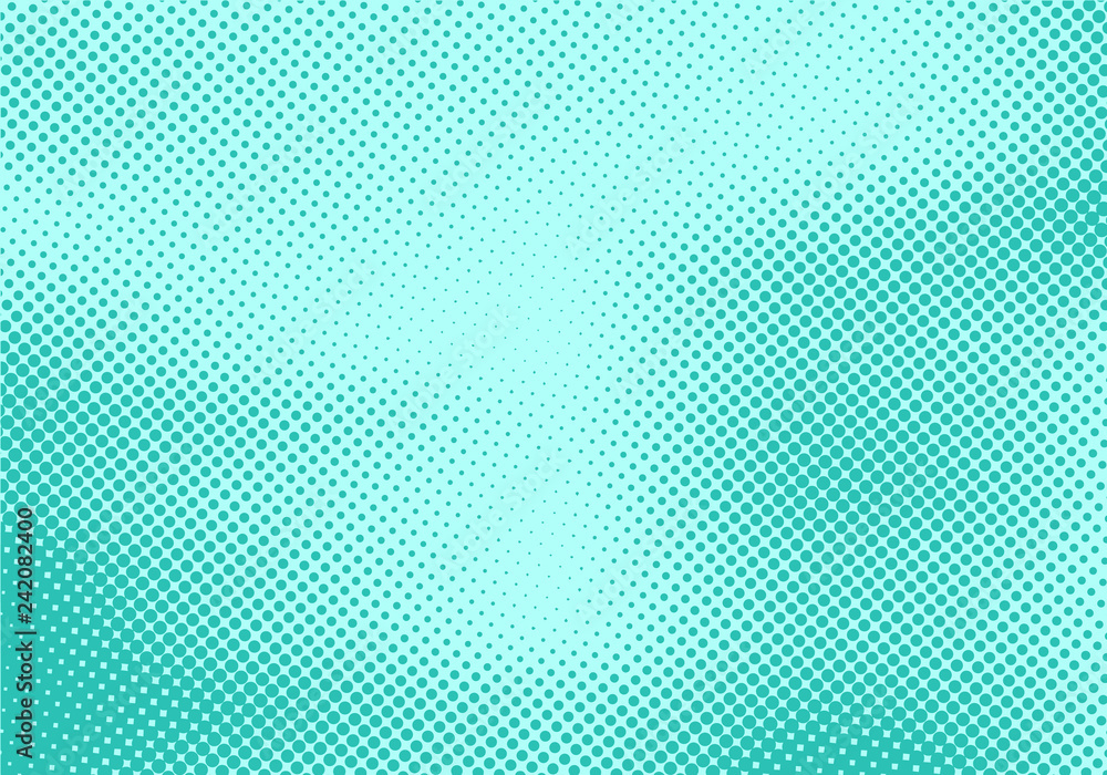 Plakat Abstract dots stripe halftone effect on green turquoise background and texture