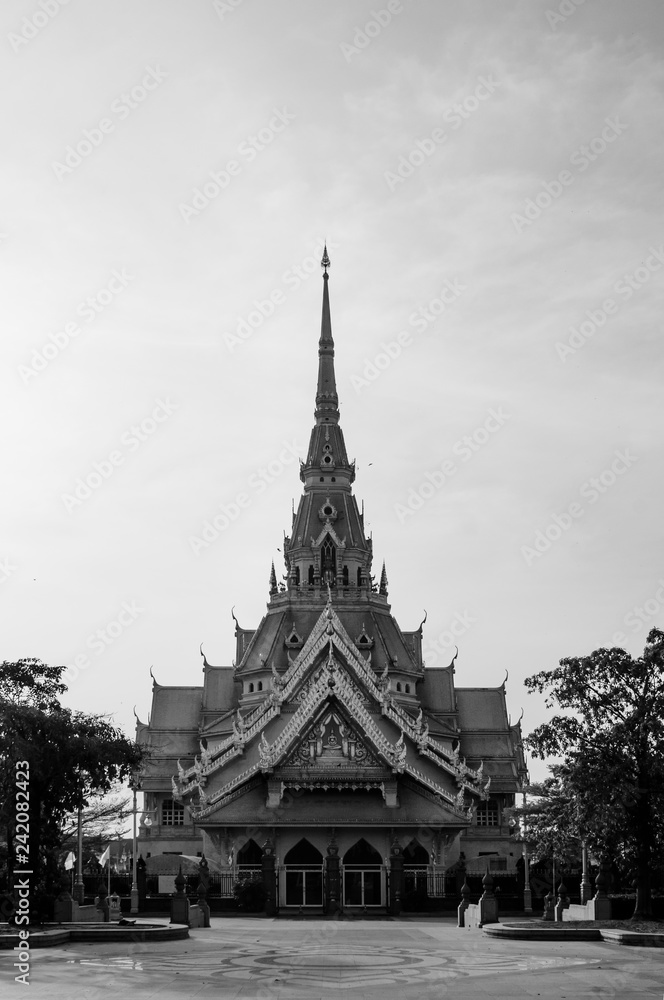 Grand architecture of Wat Sothon Wararam Worawihan, Chachoengsao, Thailand.