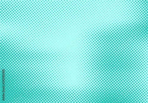 Abstract dots stripe halftone effect on green turquoise background and texture