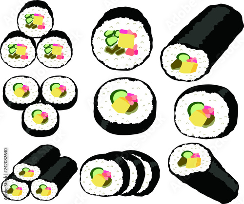 Elegant Japanese Eho-maki sushi roll set