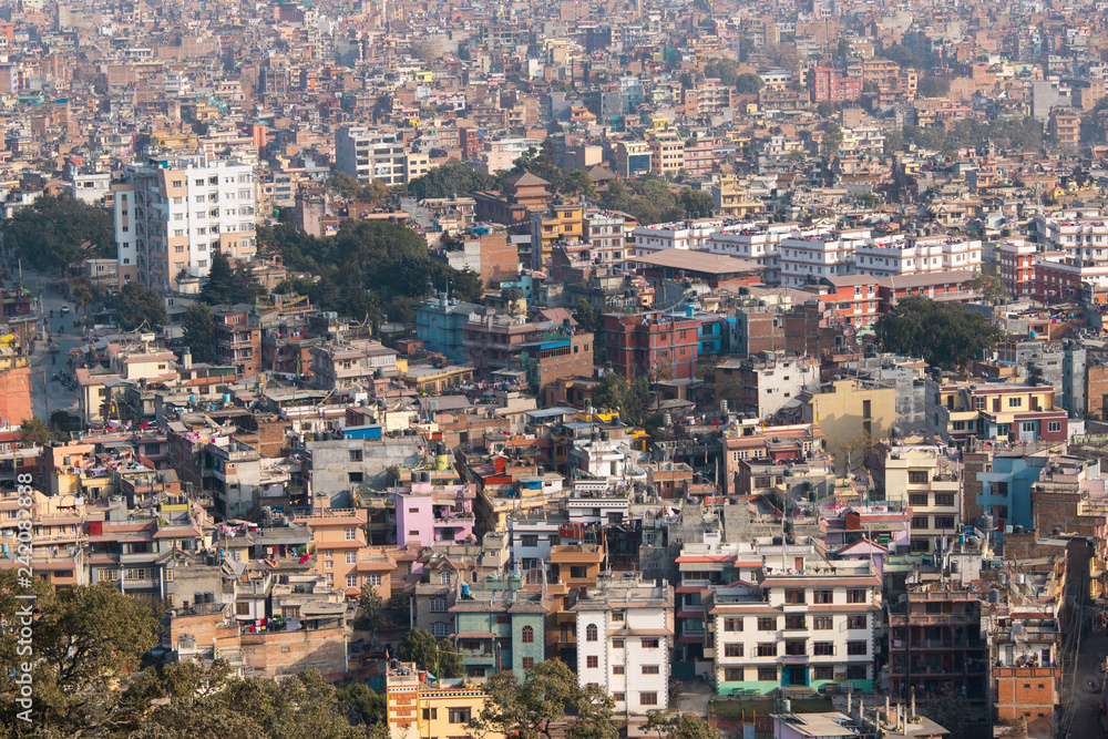 Skyline view of dense building at Kathmandu, Nepal.