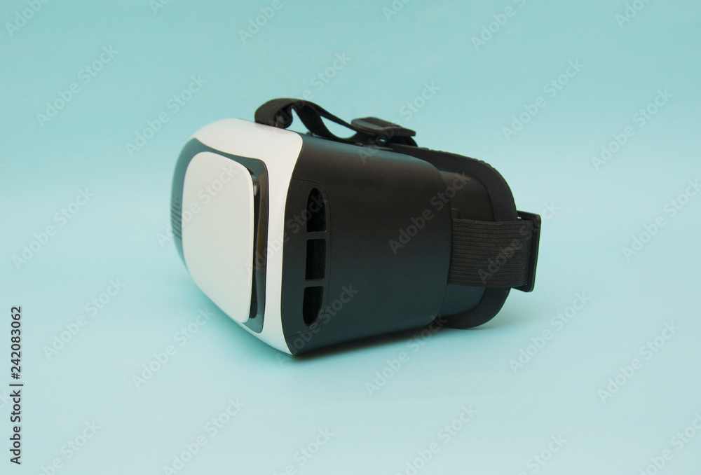 Virtual reality helmet isolated on blue background Virtual reality helmet isolated on blue background