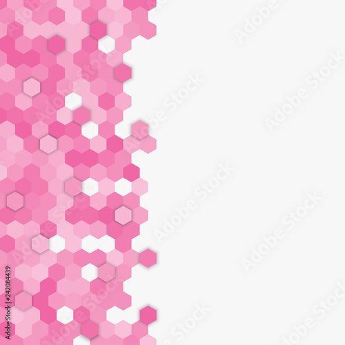Light pink random hexagon mosaic tiles background. © corben_dallas