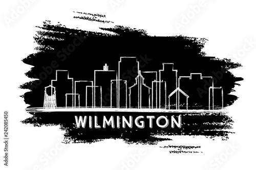 Wilmington Delaware City Skyline Silhouette. Hand Drawn Sketch.