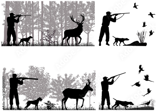 Man with dog is hunting for deer, pronghorn, ducks and pheasants