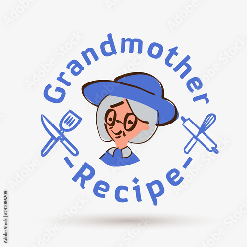 grandmother recipe logo template. logo for restaurant or homemade cooking - vector